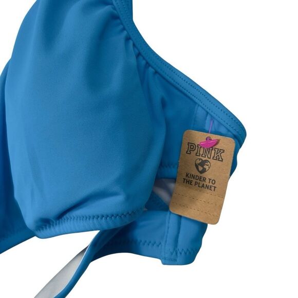 NWT‎ medium blue PINK BODY WRAP BIKINI TOP - Picture 8 of 14